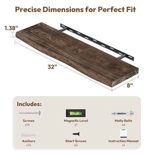 Wood Floating Shelves Live Edge 32” Set of 2 (2 Count)