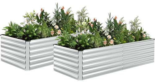 8x4x2ft Outdoor Metal Raised Garden Bed (2 Count)