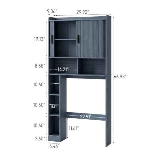 Over The Toilet Storage Cabinet with 2 Tambour Sliding Doors