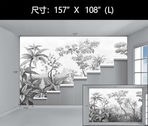 Gray Tropical Jungle Wallpaper Mural Peel and Stick for Bedroom