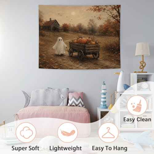 Halloween Ghost Fall Pumpkin Tapestry 50x60 Inches
