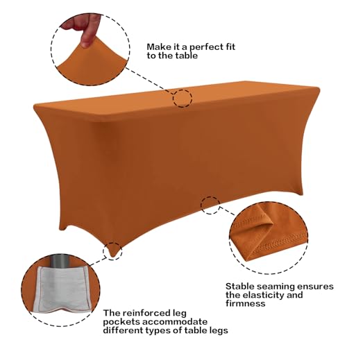 2 Pack 6FT Table Cloth for Rectangular Spandex Caramel Table Cover (2 Count)