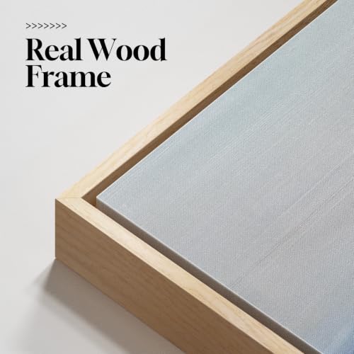 Large Framed Blue Coastal Landscape Wall Art for Living Room