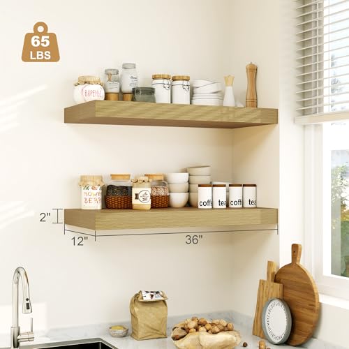12" Deep Oak Floating Shelves