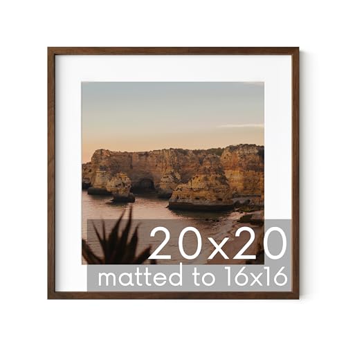 Walnut Oak Wood 20x20 Picture Frame Matted to 16x16 (2 Count)
