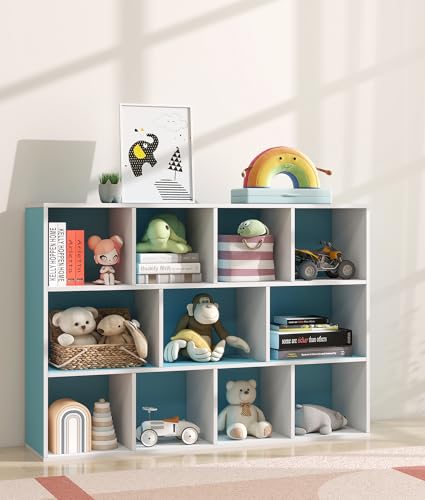 11 Cube Blue Kids Bookshelf and Toy Organizer