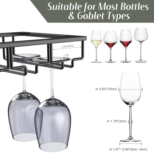 10 Row Wine Glass Rack Under Cabinet Large Capacity