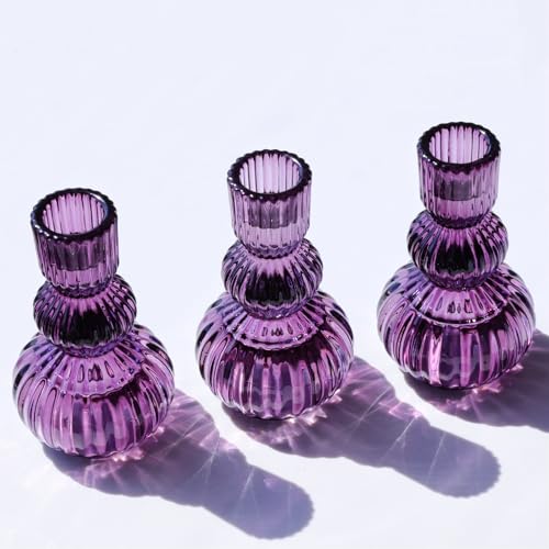 Purple Taper Candle Holders Set of 3 (3 Count)