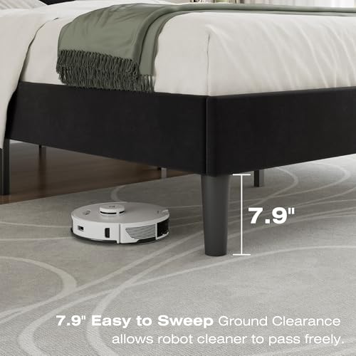 Full Size Bed Frame with Upholstered Headboard