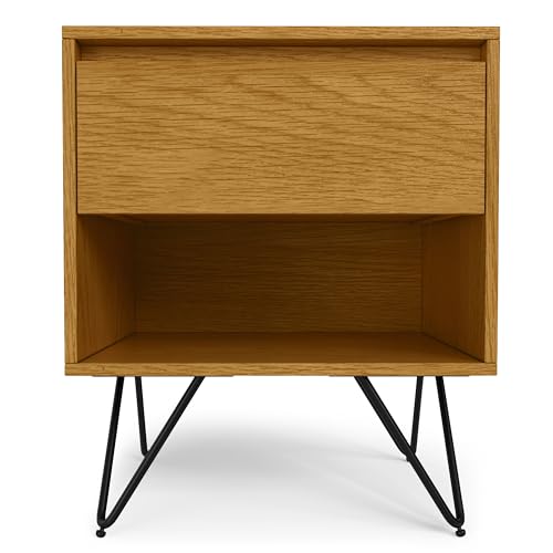 Hunter 20" Wide Bedside Table in Oak Veneer