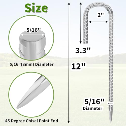 12 Inch Ground Stakes Heavy Duty J Hook 60 (60 Count)