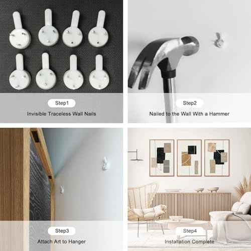 KAlRNE Neutral Abstract Wall Art Beige Block Lines Prints Set (3 Count)