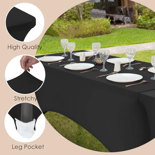 2 Pack 6ft Black Spandex Tablecloth (2 Count)