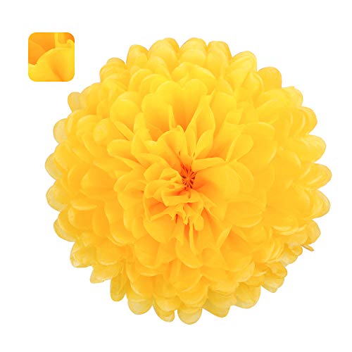 10" Yellow Tissue Pom Poms DIY Tissue Paper Flowers for Birthday Wedding Baby Shower Tea Party Dessert Table Decoration (18 Count)