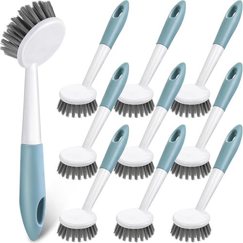 12 Pack Long Handle Dish Scrub Brush Stiff Bristles (12 Count)