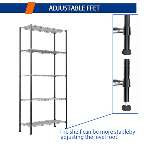 5 Wire Shelving Metal Storage Rack Adjustable Shelves