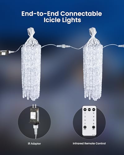 Icicle Lights Outdoor with Remote (100 Count)