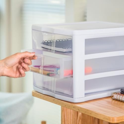 ClearView Compact Stacking 3 Drawer Storage Organizer System for Crafting Supplies (16 Count)