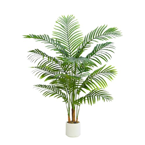 Artificial Palm Tree Indoor Plant 4FT Tall Fake Tropical Palm Tree in Pot