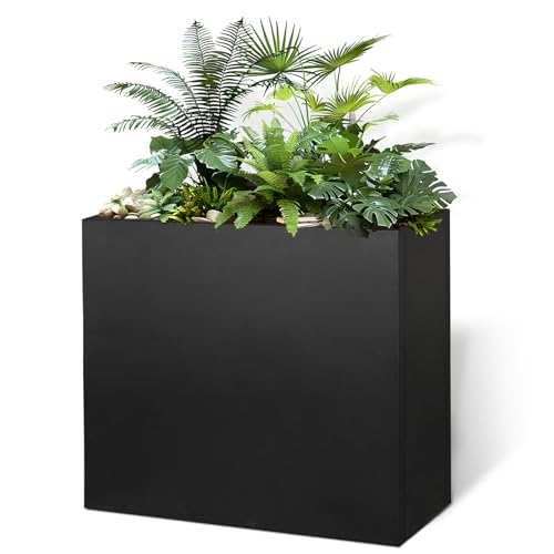 Metal Rectangular Planter 30" L x 12" W x 24" H Tall Black Metal Planter