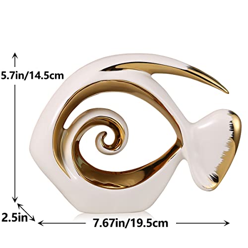 White Gold Ceramic Fish Figurines