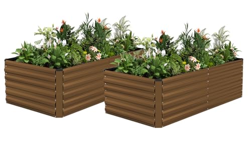 6x3x2ft Outdoor Metal Raised Garden Bed (2 Count)
