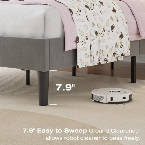 Twin Size Bed Frame with Upholstered Headboard