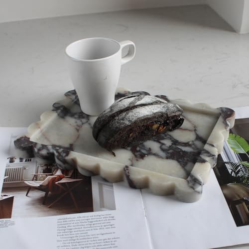 Natural Luxury Scalloped Marble Tray 10.8"x8"