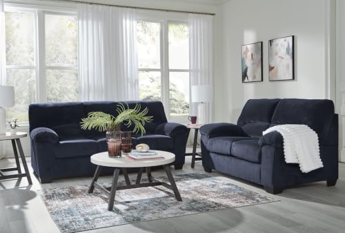 Sofa, 83-in Navy Corduroy, Anti-Sag Platform