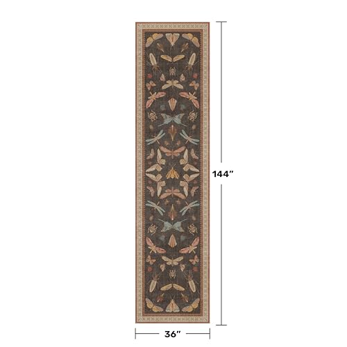 Vintage Insect Moth Runner Rug 3x12 (36 Sq Ft)