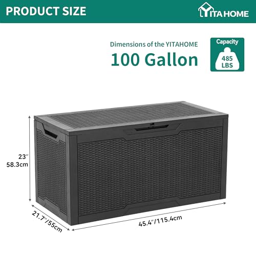 100 Gallon Large Resin Deck Box Outdoor Storage Boxes for Patio