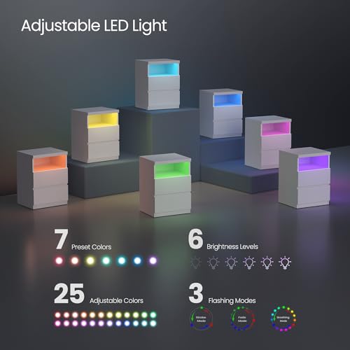 LED Nightstand with Charging Station