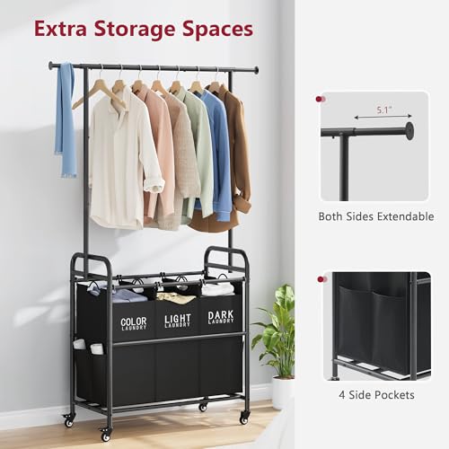 Laundry Sorter with Hanging Bar