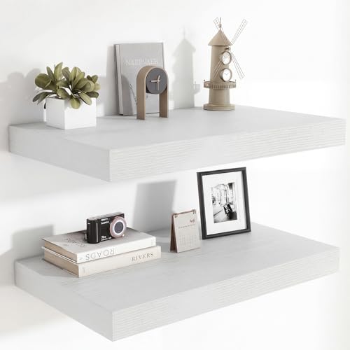 24 x 12 Deep Floating Shelves Wall Mounted Set of 2 White (2 Count)