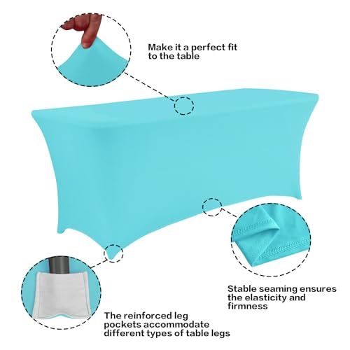 6FT Table Cloth for Rectangular Spandex Blue Mist Table Cover