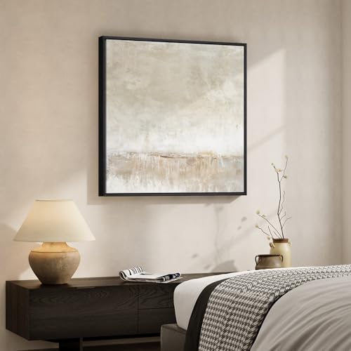 Framed Neutral Abstract Canvas Wall Art Decor for Living Room