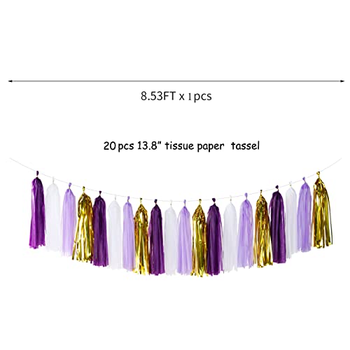 Purple Gold Party Decoration Tassel Garland