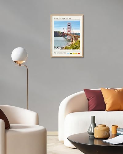 Natural OAK Wood Golden Gate Bridge Framed Wall Art