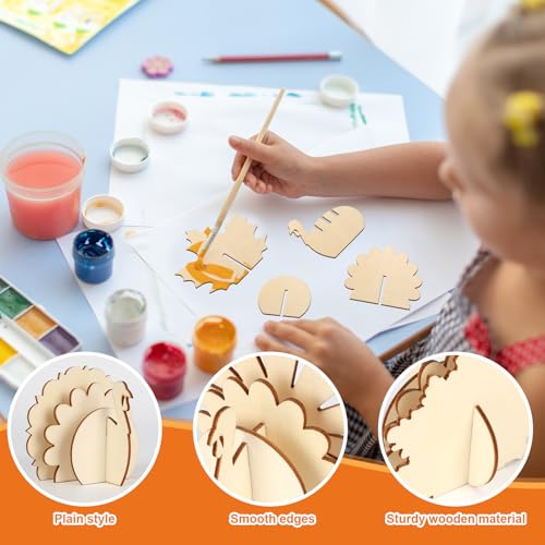 DIY 3D Turkey Thanksgiving Wood Crafts to Paint (24 Count)