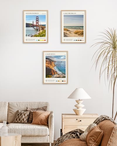 Natural OAK Wood Golden Gate Bridge Framed Wall Art