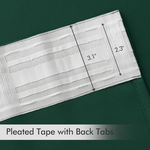 Christmas Hunter Green Back Tab Blackout Curtains 52"x96" 2 Panels (2 Count)