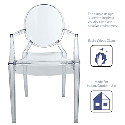 Casper Modern Acrylic Stacking Kitchen and Dining Room Arm Chair in Clear