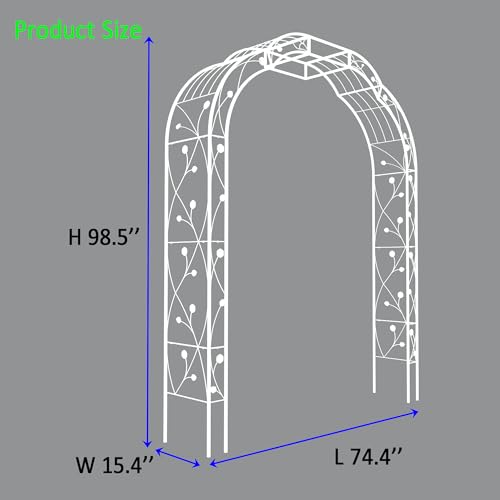 Metal Garden Arch 98.4" H Garden Arbor Trellis for Outdoor Climbing Plants Support Rose Lawn Tall Super Large Event Arch