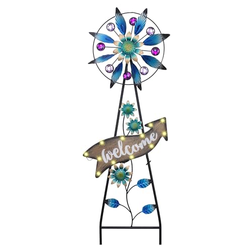 Solar Metal Wind Spinner Garden Stake Mom Gift 26"