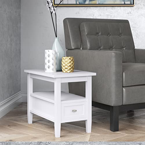 Warm Shaker 14" Wide Solid Wood Square End Table in White