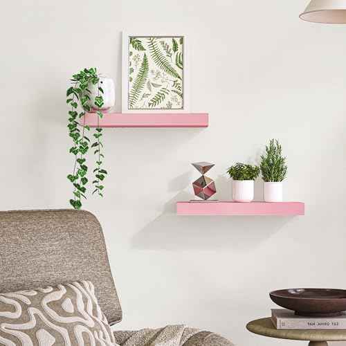Pink Floating Shelves for Wall (2 Count)