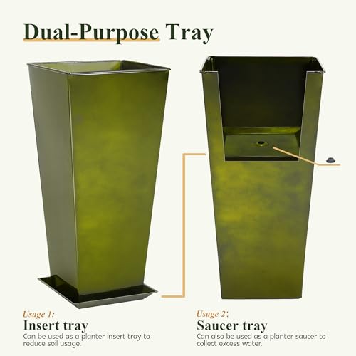 Garden 28" Large Metal Glazed Planter Set of 2 (2 Count)