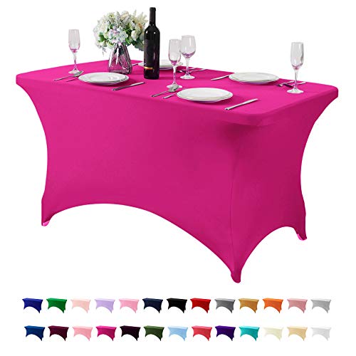Spandex Table Cover for 4FT or 6ft or 8ft Table Universal Fitted Stretch Tablecloth for Party