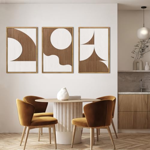 Large Abstract Brown Geometric Wall Art Set