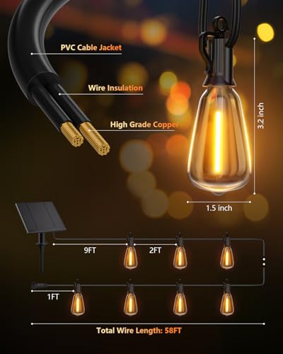 58FT Solar String Lights Outdoor